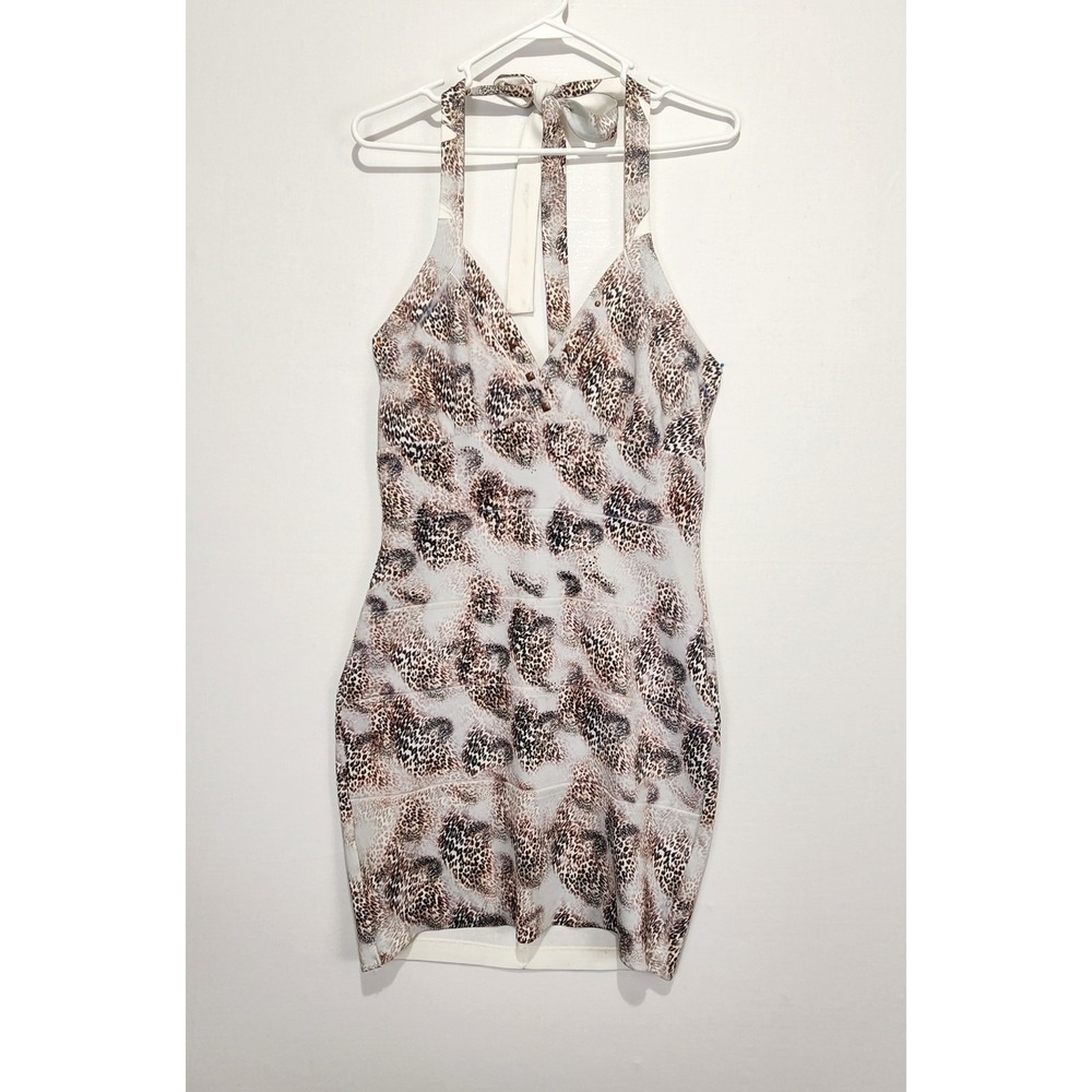 S-Twelve Women's Rhinestone Animal Print Multicolor Bodycon Dress Size L
